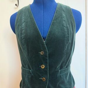 Vintage 90s Green Velvet Button-Up Vest